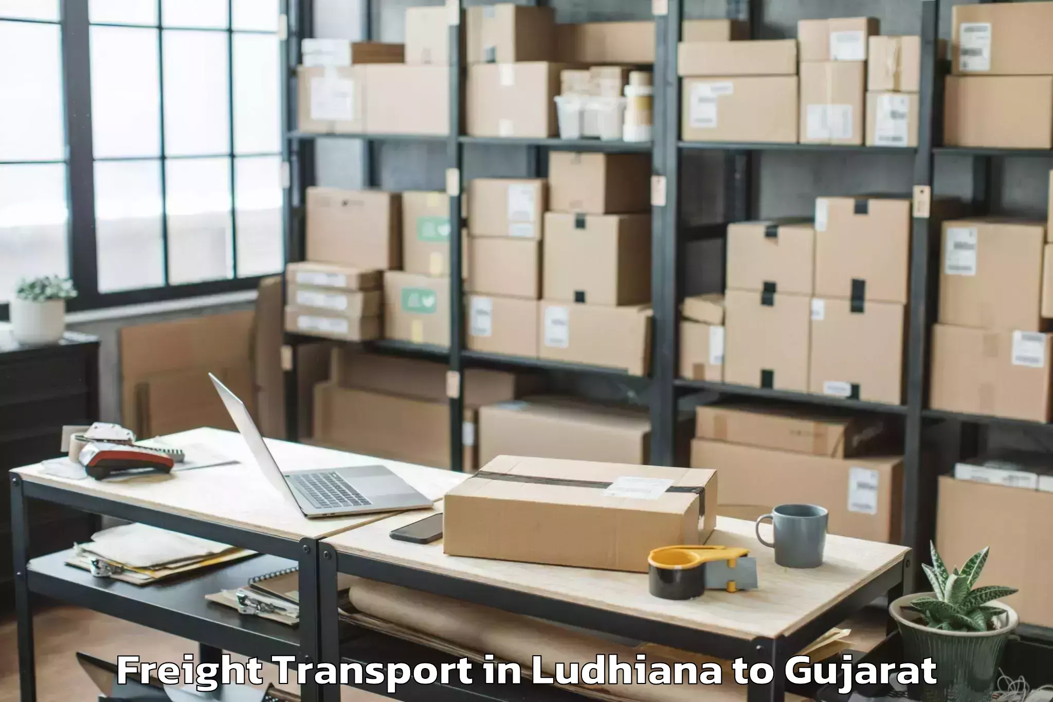 Get Ludhiana to Sardarkrushinagar Dantiwada Ag Freight Transport